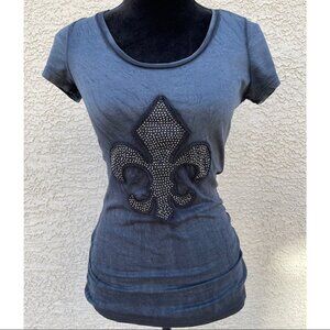 Velvet Stone Rustic Look Fleur De Lis T-Shirt Sz M